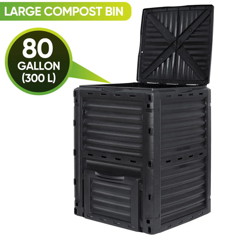 Large Outdoor 80 Gallon Compost Bin For Fast Fertile Soil In Your Garden BPA Free Plastic Garden Composter Easy Assembly
