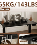 Ergo Small Standing Desk 35X24 Height Adjustable Sit Stand Home Office With Memory Buttons spacious black work surface with 143 lbs max load.