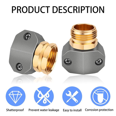 Garden Hose Repair Kit With Zinc And Aluminum Male And Female Fittings Fits 3/4 Inch And 5/8 Inch Hoses Includes Two Sets Of Fittings Sealing
