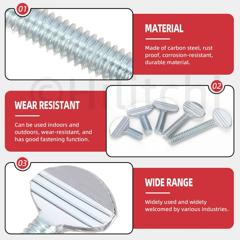 Tough As Nails Fifty Piece Full Thread Thumb Screws Five Sizes Quarter Twenty Carbon Steel Finger Tight Hardware Kit with wear-resistant design.