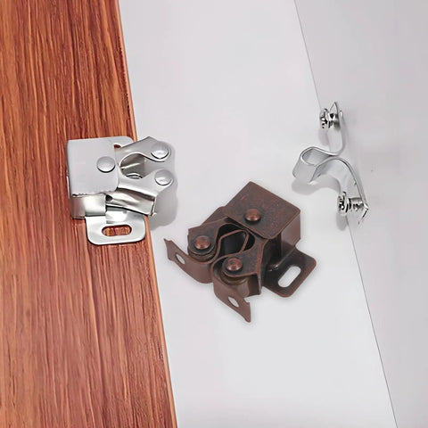 Double Roller Cabinet Catch Set For 10 Doors Tough Iron Roller Latch Replacement For Closet And Kitchen Cabinets