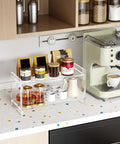 2 Tier Coffee Station Organizer for Countertops Acrylic Storage Shelf to Hold Mugs Beans Syrup Cups and Stirrers Neatly Stacked