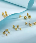 Ball Stud Earrings For Women And Men 316L Stainless Steel Hypoallergenic Jewelry Set Lead Free And Nickel Free 3 To 7mm Sizes 5 Pairs Everyday Lightweight Comfort, gold ball stud earrings set