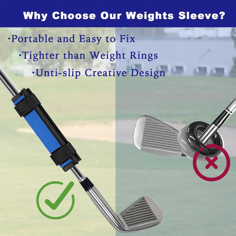 Stripe Golf Swing Weight For Practice And Warm Up, Multi Club Training Weight showcasing anti-slip compatibility with golf clubs.