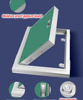 Heavy Duty Fire Rated Hidden Access Door With Paintable Gypsum Panel And Aluminum Frame for flush duct covers shown from angle with handle.