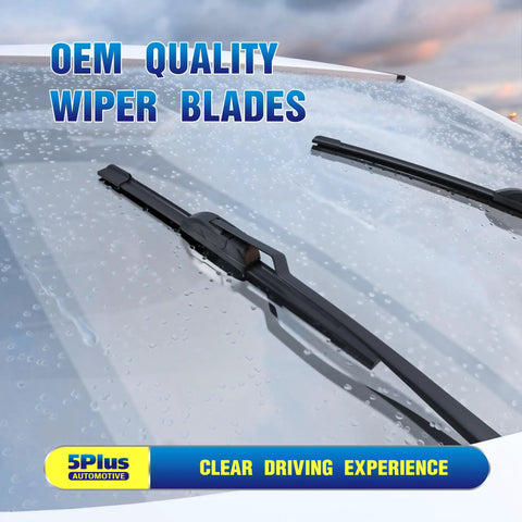 Direct Fit Front And Rear Windshield Wiper Blades For 2013 Through 2022 Buick Encore shown on wet windshield for clear visibility.