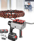 Heavy Duty Cordless Fish Tape For Electricians With Battery Charger And 15M Lead Wire. Cordless electric cable puller with LED display.