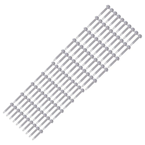 Stainless Steel Self Tapping Screws Kit With Hex Drive For Quick Furniture Repair And Home Installations Includes Two Sizes 4.2x32mm And 4.8x32mm No Pre Drilling Needed For Strong Holding Power In Wood Metal Plastic, arranged diagonally