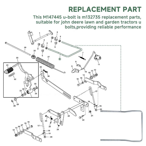 Bulletproof Front Deck Hanger U Bolt Kit M147445 Workhorse Grade Replacement For John Deere Lawn And Garden Tractors schematic diagram.