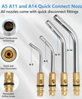Air Acetylene Torch Kit 11-Piece Set A-3 A-5 A-11 A-14 nozzles on white background for soldering and brazing