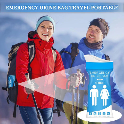 Hikers with 12 Pack Disposable Urine Bags 900ml For Travel Unisex Portable Emergency Pee Bags With Leakproof Seal