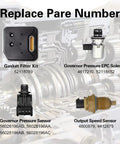 Transmission Governor Pressure Sensor Solenoid Transducer With Filter Gasket and parts diagram for Dodge models.