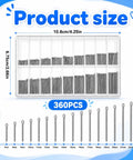 360-Piece Watch Band Link Cotter Pins Set For 6-23mm Straps, DIY Repair Kit With 18 Sizes (20 Pins Each), Easy Quick Band Fixes For Most Watches, Replacement Pins For Leather, Metal, And Rubber Straps. clear storage box with 360 stainless steel watch band pins, 6-23mm sizes