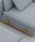 Close-up of sofa showing Two Pairs Universal Sectional Sofa Interlock Connectors Iron Bracket Hardware For Easy Connection And Rock Solid Fixation