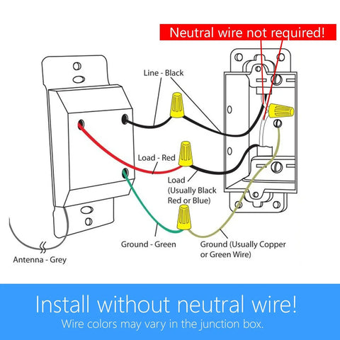Diagram of 3 Way Wireless Wall Switch Kit No Neutral Needed With Snap On Cover Easy Install Converts Your Existing Switch To A Smart Remote For Lighting Control Anywhere In Minutes DIY Friendly, showing wiring connections.