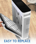 HE401 Filter For Air Purifier 4 Series True HEPA H13 Replacement being inserted into purifier, easy to replace design
