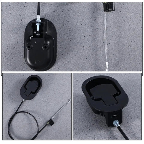 Three Piece Aluminum Recliner Cable Pull Handles In Black Oval Shape For Easy Angle Adjustments And Cozy Rest Includes Hardware