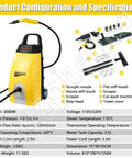 PtaTritious High Pressure Steam Cleaner 3000W Handheld Portable Steam Washer With 3.5L Water Tank labeled with configuration and specifications.
