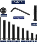 Built Like A Tank Button Head Socket Cap Bolts, 3/8-16 X 1, 20 Pcs Heavy Duty 304 18-8 Stainless Steel with hex spanner