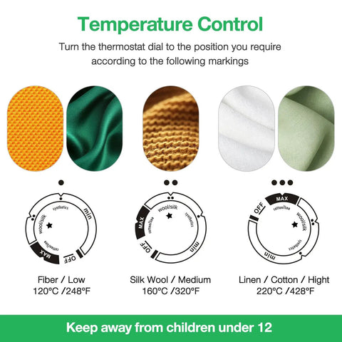 Temperature control dials showing settings for Portable Mini Iron For Crafting And Quilting Projects Compact Electric Heat Press Machine.
