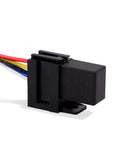 Heavy Duty 12V 30A SPDT 5 Pin Relay Kit Pack of 2, multi-purpose relay with welded terminals for automotive and marine use, side view.