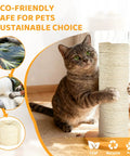 Cat playing with thick 5mm sisal rope for cat scratcher tree 50 feet cat tower climbing twine for scratch post replacement and repair DIY white easy fix to restore worn posts