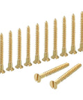 Brass Slotted Flat Head Wood Screws M5 X 45mm Self Tapping Fasteners For Indoor Furniture Appliances And Woodworking Quick Metal Screws Pack Of 12 Great For DIY Projects And Repairs