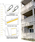 Two Story Fire Escape Rope Ladder, 13 Ft Flame Resistant Emergency Escape System with heavy duty spring hooks on wooden building
