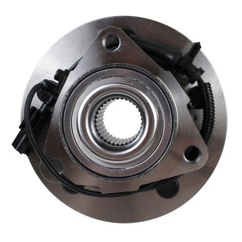 Front view of Front Wheel Hub And Bearing Assembly For 2012 2018 Ram 1500 And 2019 Ram 1500 Classic 5 Lug With ABS Sensor Front Position
