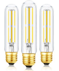 Set of three 6W Dimmable LED Tubular Bulbs, 60W Equivalent Daylight 4000K, Edison Style E26 Base, for Cabinets Displays, 3 Pack