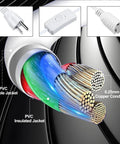 Long Indoor Extension Cord With Switch On Off 3 Prong 18 AWG 6.56 Foot Length NEMA 5-15P To NEMA 5-15R SVT Wire White 125V 3A Easy Plug In
