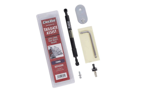 Heavy Duty Tailgate Assist Lower Kit Drops Smooth As Butter No Sweat Instant Install For 04 Through 14 Ford F150 And Lincoln Mark LT Standard Beds Only, components include strut and mounting hardware.