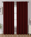 Burgundy Red Blackout Curtains 96 Inch Long 2 Panels Rod Pocket Window Drapes Darkening Thermal Insulated Light Blocking For Bedroom