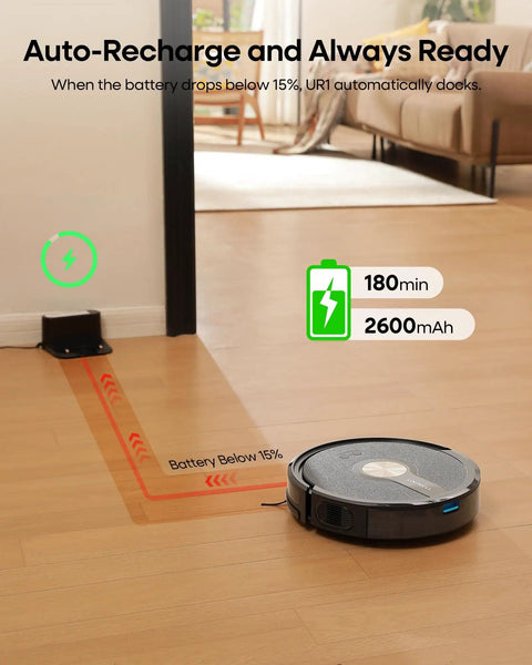 Robot Vacuum And Mop Combo With 5000Pa Suction, 180 Minutes Runtime, App And Alexa Control, self-charging on floor