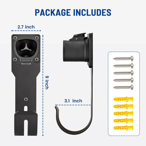 Tesla EV Charger Holder Wall Mount Cable Organizer J Hook Dock For Charging Cables Must Have Heavy Duty Steel Nozzle Holster