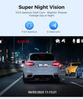 Super night vision view from dual dash cam front and rear with free 64GB card, 3 inch screen car cam for your ride, 1080P front 720P rear.