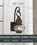 Nantucket Style Outdoor Wall Lantern Sconce For Front Door, Patio And Porch, 14.25 Inch Rustic Exterior Light Fixture With Weatherproof Finish And Tarnish Resistant Metal