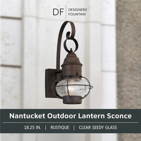 Nantucket Style Outdoor Wall Lantern Sconce For Front Door, Patio And Porch, 14.25 Inch Rustic Exterior Light Fixture With Weatherproof Finish And Tarnish Resistant Metal