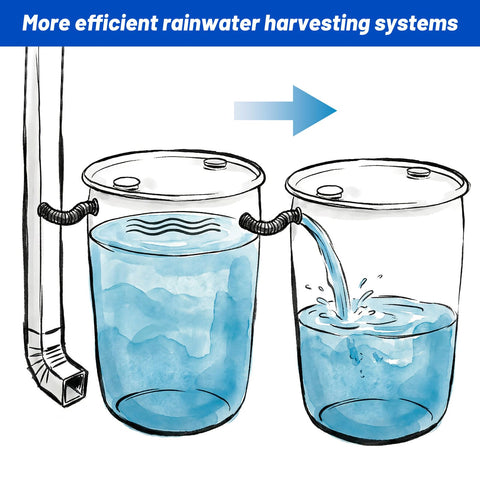 Rain Barrel Hose Connector Kit With Downspout Diverter Links Rainwater Overflow And Stores More Water, 4 Pieces, Each 8.6 To 31 Inches Long, Weather Resistant PPE Plastic Extension Tubes For Outdoor Garden illustrated.