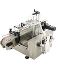 Top Shelf Automatic Pneumatic Filling Machine With Magnetic Pump And Four Head Desktop Setup featuring stainless steel frame and conveyor.