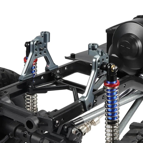 Adjustable Shock Tower Mounts For 1/10 RC Crawler Cars 4Pcs Aluminum CNC Machined Black Gray Anodized installed on chassis