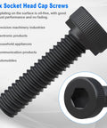 Hex Socket Head Cap Screw from the 540-Piece M2 M3 Hex Socket Head Cap Screw Bolt Nut Assortment Kit, black zinc plated, for machinery.