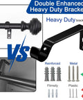 Heavy Duty Adjustable Curtain Rod Three Quarters Inch Matte Black 48 To 84 Inch No Tools Needed With Modern Finials