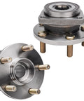 Front Wheel Bearing Hub Kit With Outer Tie Rods For 2005 2014 Subaru Outback And Legacy Ready To Install Direct Fit OEM Grade Suspension Replacement Includes Two Front Wheel Bearings Hubs And Two Outer Tie Rod Ends, showing two wheel bearing hubs, 5-bolt pattern, metallic finish.