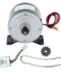 12V 350W Electric Motor Controller Kit With 13T Sprocket 38L Chain For Electric Scooter And E Bike displaying components