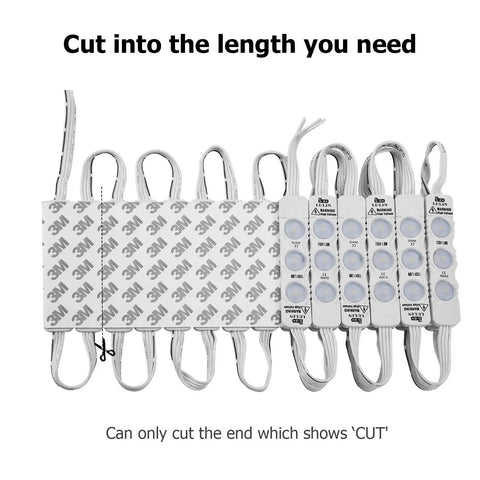 100 Pack LED Module Strip Lights Kit With Adhesive Backing, 54ft Length, AC110V, 2835 SMD Three LED Modules showing back view