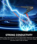 Hella Tough Heavy Duty Jumper Cable Replacement Compatible With Most Portable 12V Car Jump Starters Featuring Extra Thick Copper Clamps in action.