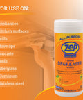 Citrus Degreaser Wipes For Heavy Duty Grease Messes No Rinse Kitchen Cleaner Degreaser Wipes 50 Count shown with usage list