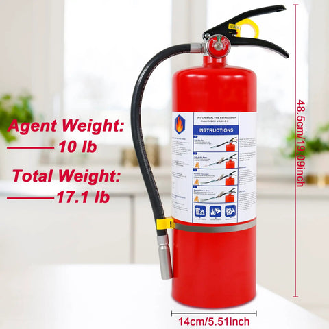 Badass 10 LB ABC Fire Extinguisher Dry Chemical Multi Purpose with quick release handle shown against a bright background.