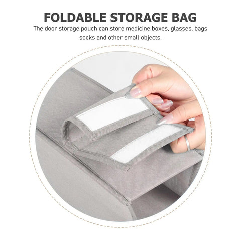 Hella Handy 10 Layer Hanging Shoe Rack Saves Gobs Of Space Perfect For Boots Sneakers Hats And Bags With An Easy Fold Up Design showing dark grey foldable pouch for storage.